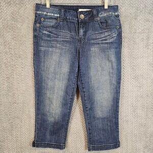DKNY Jeans Womens Size 8 Dark Wash Sequin Back Pocket Capri Denim Cropped Pants